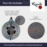 Load image into Gallery viewer, Large Japanese Cast Iron Teapot Capacity 40Oz with Trivet and Loose Leaf Tea Infuser, Cast Iron Tea Kettle Stovetop Safe. Tetsubin Coated with Enamel Interior - Blue Teapot