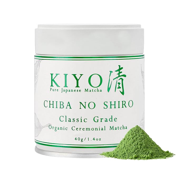Kiyo Matcha Classic Grade Chiba no Shiro Organic Ceremonial Matcha - Pure Japanese First Harvest Organic Ceremonial Grade Matcha Green Tea Powder from Japan (40g/1.4oz)