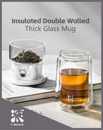 Load image into Gallery viewer, ZENS Modern One Touch Tea Maker, Glass Teapot with Infuser for Loose Leaf Tea Diffusers, Mess-Free Smart Pouring with Insulated Mug and Portable Tea Kits for Tea Lover Gifts