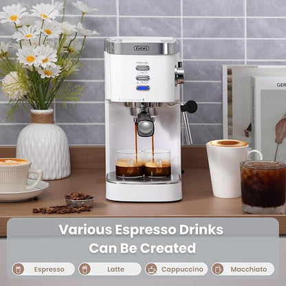 Gevi Espresso Machine 20 Bar High Pressure,Compact Espresso Maker with Milk Frother Steam Wand,Cappuccino,Latte Maker with Adjustable Shot Volume for Home,Gift for Mom and Dad