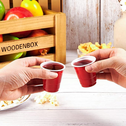 Lilymicky 300 PACK 2 oz Plastic Shot Glasses, Red Disposable Shot Cups, Mini Red Shot Cups, 2 oz Party Cups for Halloween Christmas Party