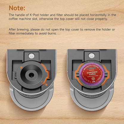 Small Single Serve Coffee Maker, Fast Brew One Cup Coffee Machine for K Cup and Grounds, 6 to 12 oz. Brew Sizes, Capsule Coffee Machine with Descaling Reminder and Viewing Tank, Grey