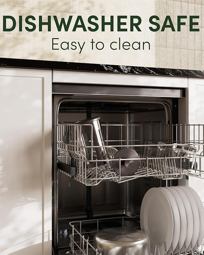 BAYKA French Press Coffee Maker 34 Ounce 1 Liter, Borosilicate Glass Stainless Steel Brewer, Large Portable Cold Brew Cafetera Teapot for Kitchen Travel Camping Coffee Bar Accessories, Dark Pewter