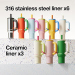 Load image into Gallery viewer, BaWang Insulated Stainless Steel Tumbler | Tumbler with Handle and Straw 33oz | Cup Holder Friendly for Travel | Leakproof Water Bottle | BPA-Free | Cerratic liner| green