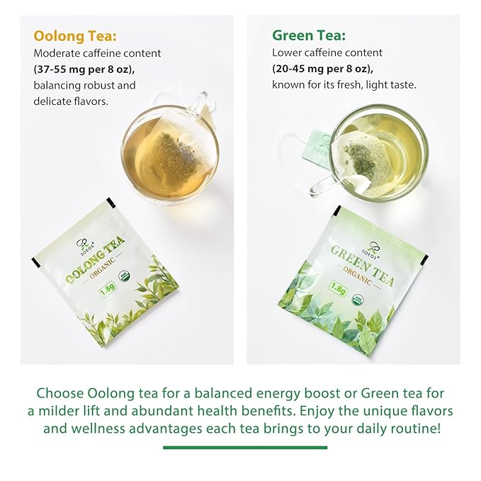 Soeos Organic Oolong Tea, 100 Tea Bags, USDA Certify, Low Caffeine, 6.3 oz (180 g)