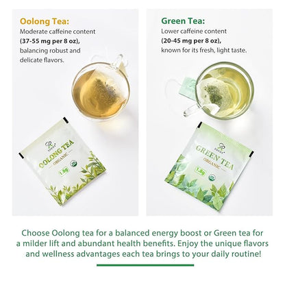 Soeos Organic Oolong Tea, 100 Tea Bags, USDA Certify, Low Caffeine, 6.3 oz (180 g)