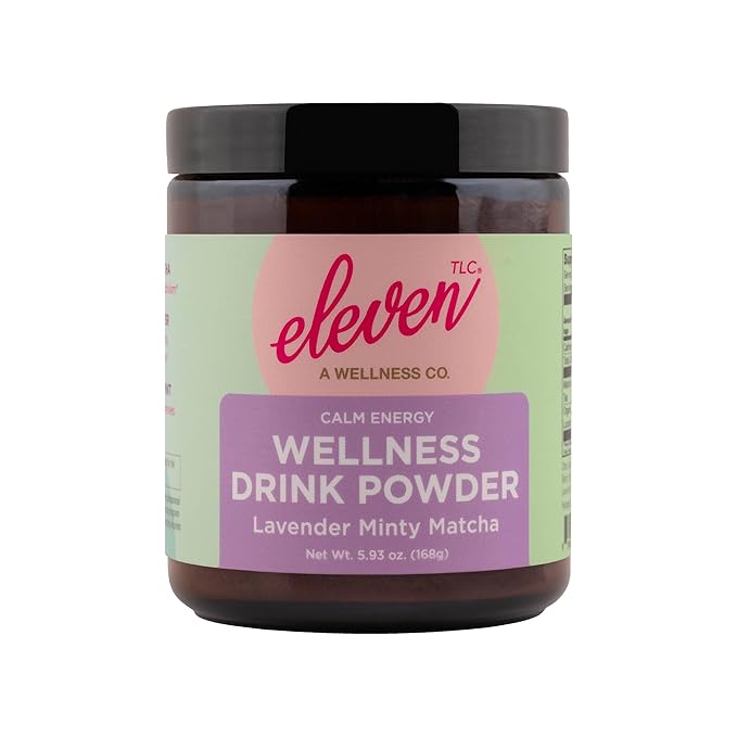 Eleven TLC Mint Matcha Powder with Lavender – Sugar-Free Japanese Green Tea for Lattes, Mocktails, Smoothies – Calm Energy, L'Theanine, Vegan, Low-Calorie, Barista-Approved Wellness Mix, Packaged Glass Jar