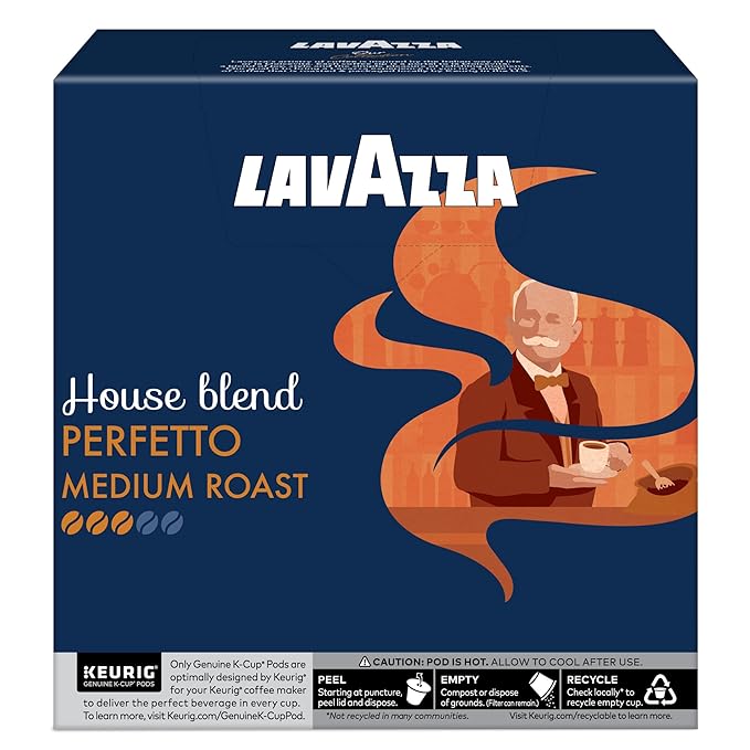 Lavazza House Blend Perfetto, Single-Serve Keurig K-Cup Pods, Medium Roast Coffee, 32-Count Box