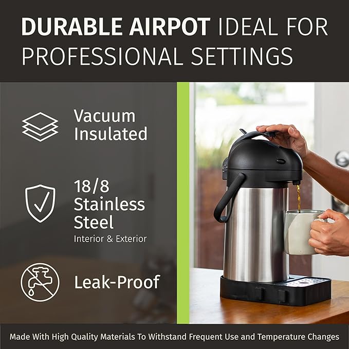 Thermal Coffee Carafe 74Oz, Keeps Drinks Hot for 12Hrs & Cold for 36Hrs, Insulated Stainless Steel Coffee Carafe for Hot Drinks, Easy One-Handed Dispensing for Office, Home, Party, Durable Tea Flask