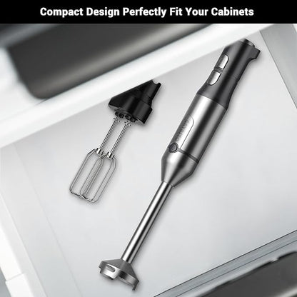 Immersion Blender RPM 16000±10% Hand Blender,15 Speed and Turbo Mode Hand Mixer, 3-in-1 Heavy Duty Copper Motor Stainless Steel Smart Stick with Egg Beaters and Chopper