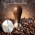 Load image into Gallery viewer, KYONANO Espresso Tamper 58mm - 58mm Coffee Tamper with Chacate Preto Wooden Handle &amp; Stainless Steel Base - Espresso Hand Tamper - Espresso Press Tool - Suitable for Homemade Coffee, Espresso Machine