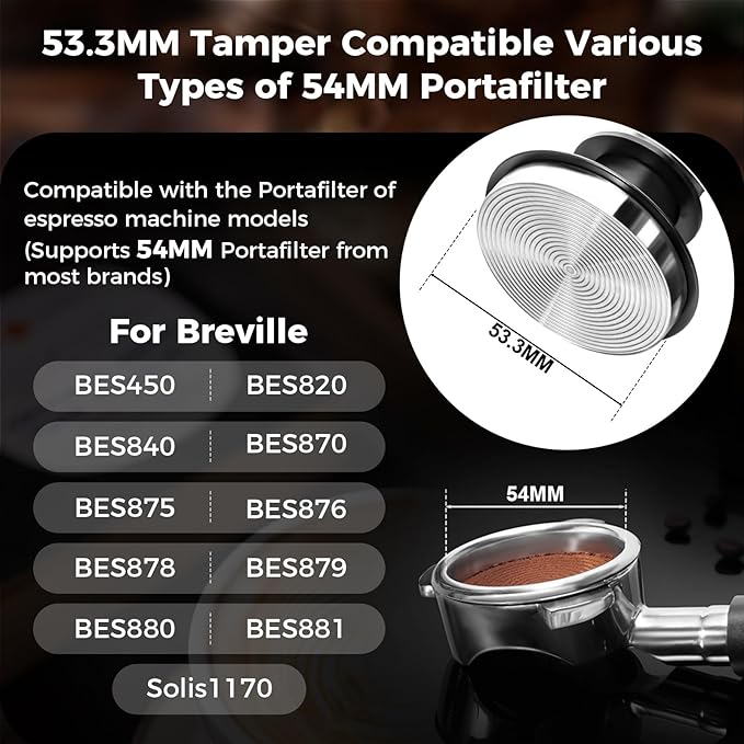 IKAPE 53.3MM Espresso Tamper Kit Black 6 IN 1, Espresso Tool Kit with Coffee Tamper, Distributor, Magnetic Dosing Funnel, Silicone Mat, Puck Screen, Cleaning Towel