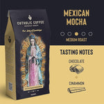 Load image into Gallery viewer, Catholic Coffee Our Lady of Guadalupe | Mexican Spiced Chocolate Medium Roast Whole Bean Coffee | Cinnamon Notes | 12oz Bag – Catholic Gift Honoring the Patroness of the Americas