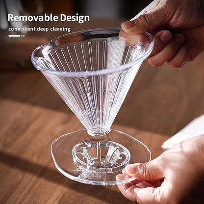 Bincoo Pour Over Coffee Dripper,Safe Tritan Plastic Coffee Dripper with 50pcs Filters Paper,2-4 Cups Size 02 Dripper Coffee Maker Slow Brewing Coffee Pour Over for Cafe,Travel,Home (Transparent)