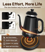 Load image into Gallery viewer, Gooseneck Electric Kettle, 1L Water Boiler, Pour Over Coffee &amp; Tea, 1000W Fast Heating, Stainless Steel, Auto Shut-Off &amp; Boil-Dry Protection, BPA-Free (Black)