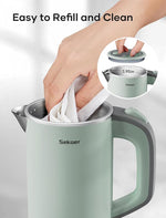 Load image into Gallery viewer, Sekaer Small Electric Tea Kettle Stainless Steel 0.8L Portable Travel Hot Water Boiler, Mini Electric Coffee Kettle with Auto Shut-Off &amp; Boil Dry Protection, Cordless Base &amp; Green