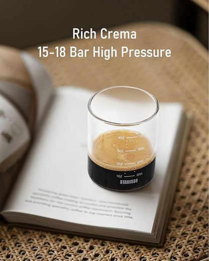 STARESSO Classic Portable Espresso Maker, 2 IN 1 Travel Coffee Maker Compatible Ground Coffee & NS Original Pods, Espresso Machine with Stainless Steel Chamber for Travel Camping, Manually Operated