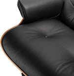 Load image into Gallery viewer, Premium Black Grain Leather, Mid Century Modern Chaise Lounge &amp; Ottoman Set, Classic Design Chair, Heavy Duty Base Support for Living Room, Lounge, Office, Palisander Wood（Upgraded, Walnut-black)