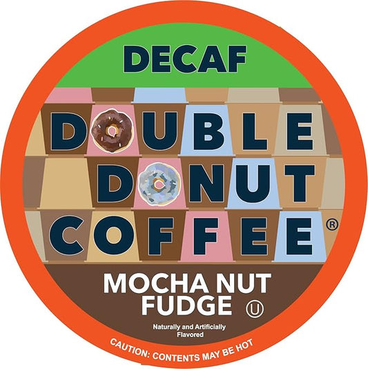 Mocha Nut Fudge Medium Roast Flavored Decaf Coffee Pods for Keurig K-Cup Makers from Double Donut, 96 Capsules