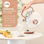 Load image into Gallery viewer, Retro Electric Kettle, 1.7L Stainless Steel Tea Kettle with Large Temperature Gauge, 1500W Fast Heating Hot Water Boiler with LED Indicator, Auto Shut-off &amp; Boil-Dry Protection-Reteo White