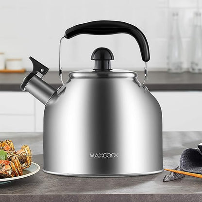 4.2 Quart/4L Stainless Steel Whistling Tea Kettle,Brushed Satin, Suitable to Boiling Water & Tea on Induction Stove, Gas Stove Top