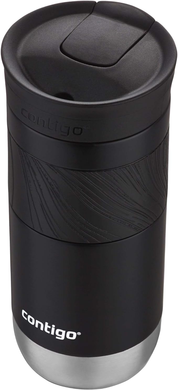 Contigo Byron Vacuum-Insulated Stainless Steel Travel Mug with Leak-Proof Lid Reusable Coffee Mug or Water Bottle BPA-Free 16oz Licorice Keeps Beverages Hot for 6 Hours or Cold for 12 Hours