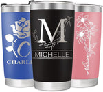 Load image into Gallery viewer, Personalized Tumblers with Engraved Name, Personalized Birthday Gifts for Men Women, Custom 20oz Stainless Steel Coffee Tumbler with Lids and Straws, Custom Travel Cup