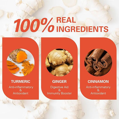 WT WEETEE Turmeric Ginger Cinnamon Tea Bags, Warm & Spicy Turmeric Ginger Herbal Blend Tea, Rich in Antioxidant, Natural Ingredients, Caffeine-free