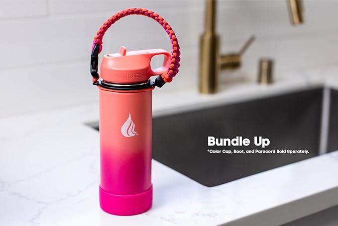 HYDRO CELL Stainless Steel Insulated Water Bottle with Straw - For Cold & Hot Drinks - Metal Vacuum Flask with Screw Cap and Modern Leakproof Sport Thermos for Adults (Coral/Punch 18oz)