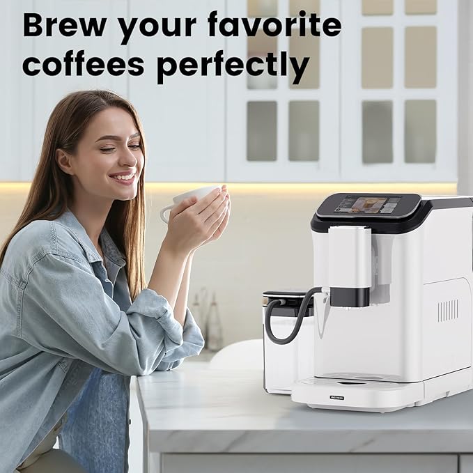 Mcilpoog WS-D5 Pro Fully Automatic Coffee Machine 12 Drinks, Office or Home Use,Wi-Fi Enabled, Liquid Volume & Temperature, Cappuccino Latte Espresso, Automatic Cleaning, Super Automatic Coffee Maker