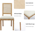 Load image into Gallery viewer, French Country Dining Chairs Set of 2, Beige Modern Kitchen &amp; Dining Room Chairs, Rattan Dining Chair with Linen Upholstered Cushion, High Cane Back, Wood Legs, Sillas de Comedor (Beige, 2 Pcs)