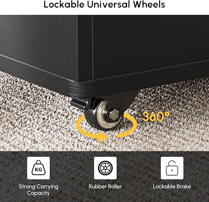 homary Black Lift-Top Coffee Table with Hidden Storage, 3-in-1 Modern Folding Center Table with 4 Stools, Casters, and Lockable Wheels – Convertible Dining & Office Table for Living Room