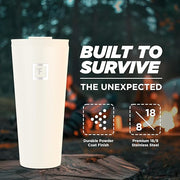 IRON °FLASK Classic Tumbler - Vacuum Insulated Stainless Steel Water Bottle, Double Walled, Drinking Cup, Insulated Travel Mug (Cashmere Cream, 32 oz Solid Lid)