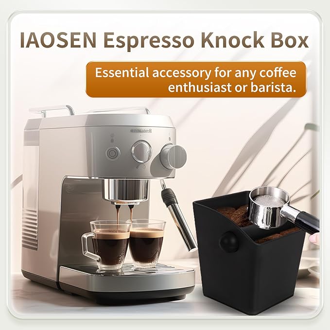 Knock Box Square High Sidewall Design Espresso Knock Box Tamping Mat Espresso Machine Accessories Set of 2 with Removable Knock Bar and Anti-Slip Base for Home Office Espresso Accessories