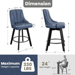 Load image into Gallery viewer, Swivel Bar Stools with Backs, 24" Counter Height Bar Stools Set of 6, Fabric Upholstered Counter Barstools with Solid Wood Legs for Kitchen Island, Home Bar, Blue