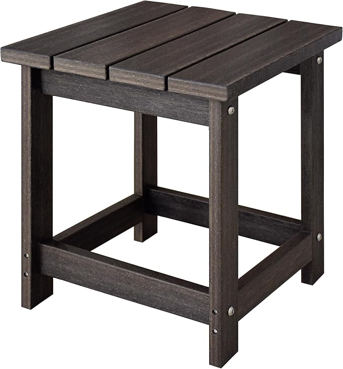 LZRS Adirondack Square Outdoor Side Table for Patio, Pool Composite Patio Table,HDPE End Tables for Backyard,Pool, Indoor Companion, Easy Maintenance & Weather Resistant(Brown Mixture)