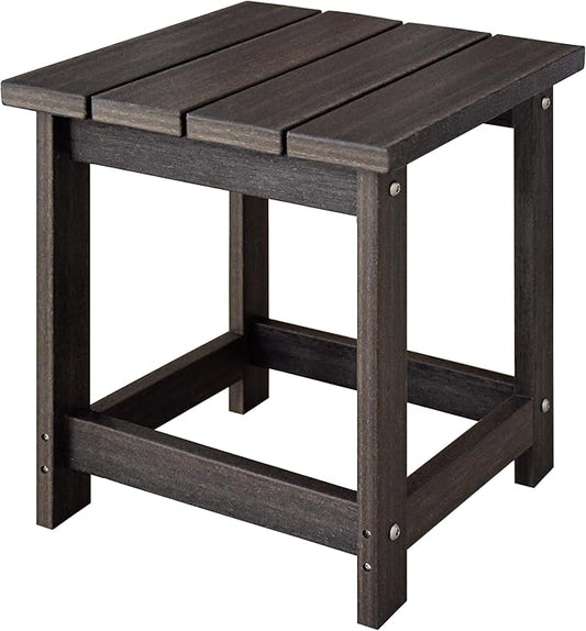 LZRS Adirondack Square Outdoor Side Table for Patio, Pool Composite Patio Table,HDPE End Tables for Backyard,Pool, Indoor Companion, Easy Maintenance & Weather Resistant(Brown Mixture)