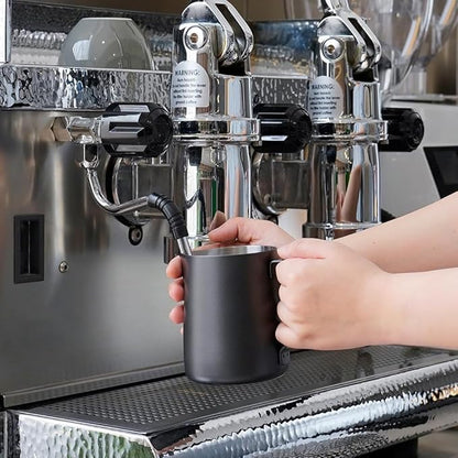 watchget Milk Frothing Pitcher 350ml/600ml/900ml/1500ml (12oz/20oz/32oz/52oz) - Stainless Steel Espresso Steaming Pitcher for Cappuccino, Latte Art, Milk Jug Coffee Frother Cup, Black