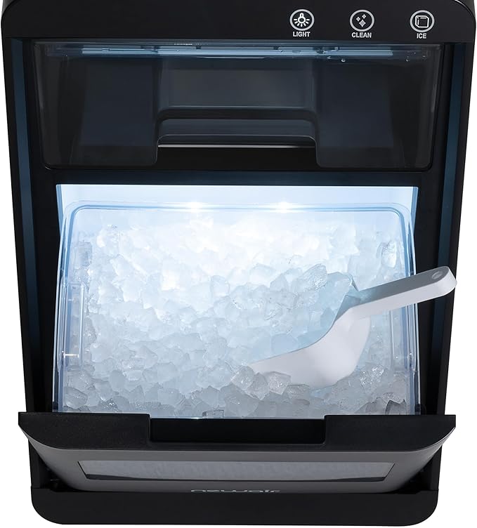 Newair Nugget Ice Maker Countertop, 44 lbs in 24 Hours Ice Machine Nugget, Self Cleaning Ice Maker in Black Stainless Steel, Perfect for Home Bar, Kitchen Countertop, RV, Home Office