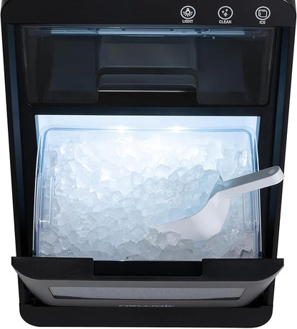 Newair Nugget Ice Maker Countertop, 44 lbs in 24 Hours Ice Machine Nugget, Self Cleaning Ice Maker in Black Stainless Steel, Perfect for Home Bar, Kitchen Countertop, RV, Home Office