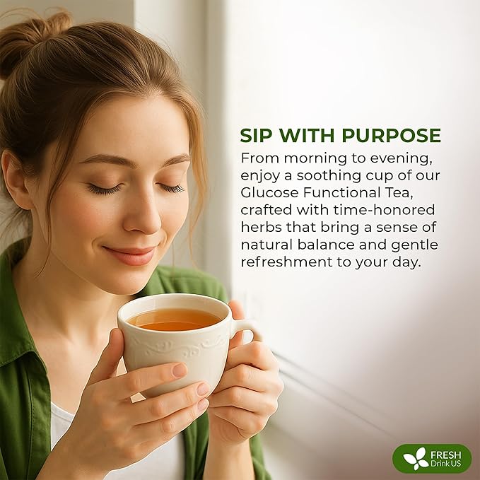 FreshDrinkUS, Glucose Functional Loose Leaf Tea | 4oz | Herbal Blend of Gymnema, Milk Thistle, Dandelion Root, Cinnamon & Ashwagandha – Naturally Caffeine-Free, Premium Quality, Balanced Flavor. Vegan