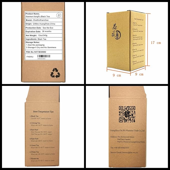 ChaWuWarmSun [S] Keemun KongFu Black Tea,12oz/340g,Kong Fu Tea Loose Leaf,Chinese QiMen HongCha