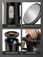 Load image into Gallery viewer, OFFACY Electric Kettle, Double Wall Glass Inner, Hot Water Boiler Heater Pot, 1.5-Liter, 1200 Watts for Fast Boiling, 53oz BPA Free, Glossy Black