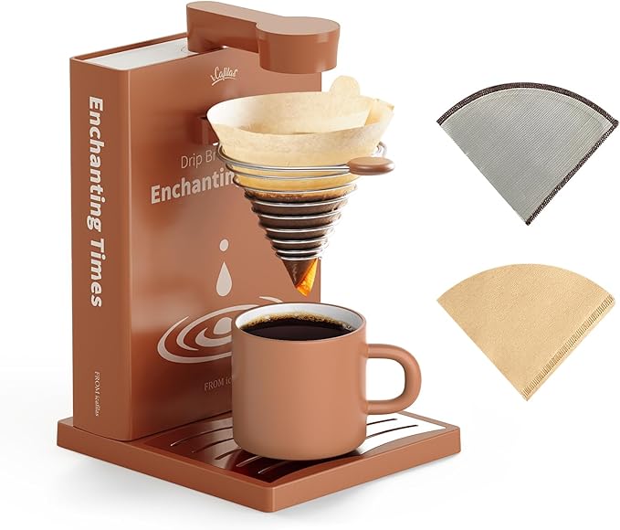 Portable Detachable One Cup Coffee Maker,Automatic Pour Over Coffee Maker, Portable Drip Coffee Maker with Reusable Filter for Home,Office,Hotel,Traveling or Business Trip,300ml,10oz