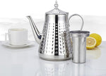 Load image into Gallery viewer, SANQIAHOME 1.8L(60oz) Stainless Steel Hammer Patterned Teapot With Removeable Infuser,Loose leaf cover,Silver
