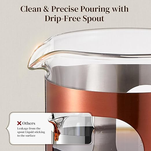 Veken French Press Coffee Maker 34oz 1 L, Heat Resistant Thickened Borosilicate Glass, No Plastic Touching Cafe, Stainless Steel Brewer, Cold Brew Cafetera Teapot for Kitchen Travel Camping, Copper