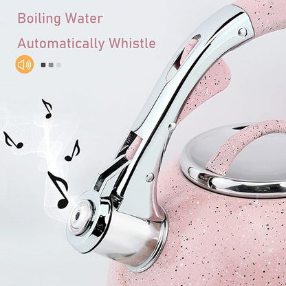 Whistling Tea Kettle for Stovetop, 3.2 Quart Tea Pot Food Grade Stainless Steel Teapot, Teakettle Compatible with All Stove Tops (Color : 9)