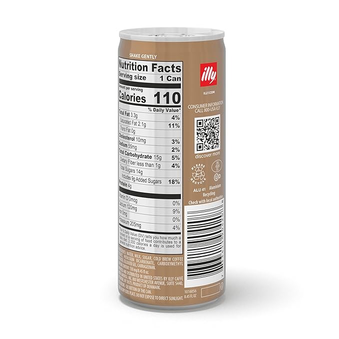 illy Ready To Drink Latte Macchiato Cold Brew - 100% Arabica Coffee, Smooth & Refreshing Taste - Convenient, Easy to Carry Drink With Milk - 8.5 oz. (Pack of 4)