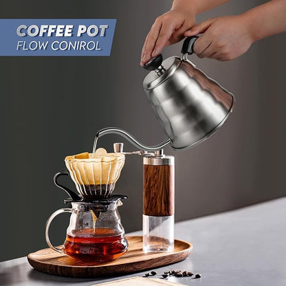 Pour Over Coffee Maker, 1.2L/40oz, Stainless Steel Gooseneck Kettle with Thermometer and 40pcs Filter Papers