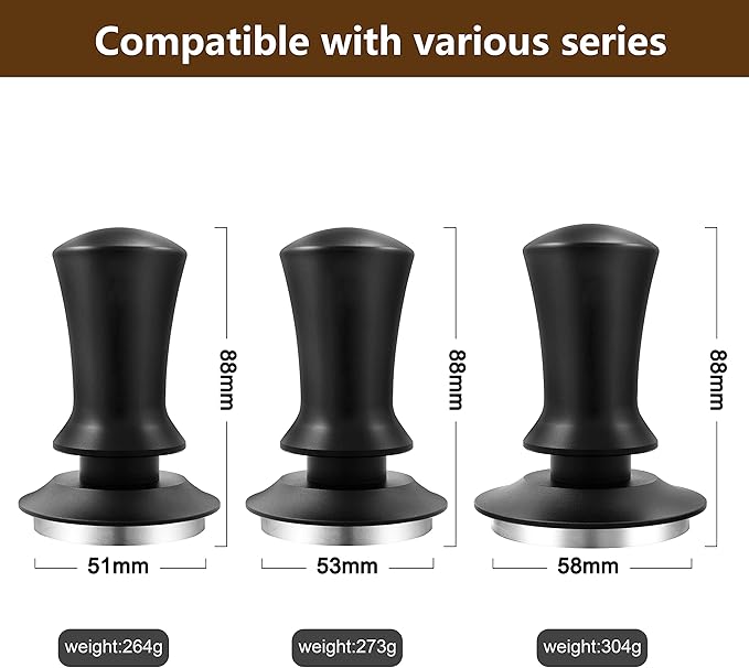 K COOL Coffee Tamper, Espresso Tamper, Premium Barista Tamper with Calibrated Spring, 100% Flat Stainless Steel Base Tamper for Espresso Coffee Machine (51mm, Black)